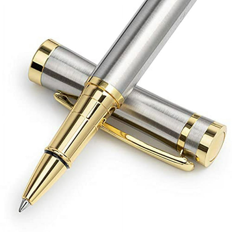 Relaxmate Luxury Roller Pen Nice Ballpoint Pen with Gold Trim, Fancy Smooth  Writing Pens for Journaling, Nice Pen Sets for Men and Women Gift (Black)
