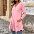 thumbnail image 5 of Ynynloco Long Sleeve for Womens Tops with 2 Pockets Fall Oversized Blouses Pullover Solid Color Dressy Casual T-Shirts Outfits, 5 of 9
