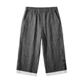 thumbnail image 4 of BUIGTTKLOP Women Cotton Linen Capri Pants Side Split Button Knee Length Long Shorts Ladies Striped Capris, 4 of 6