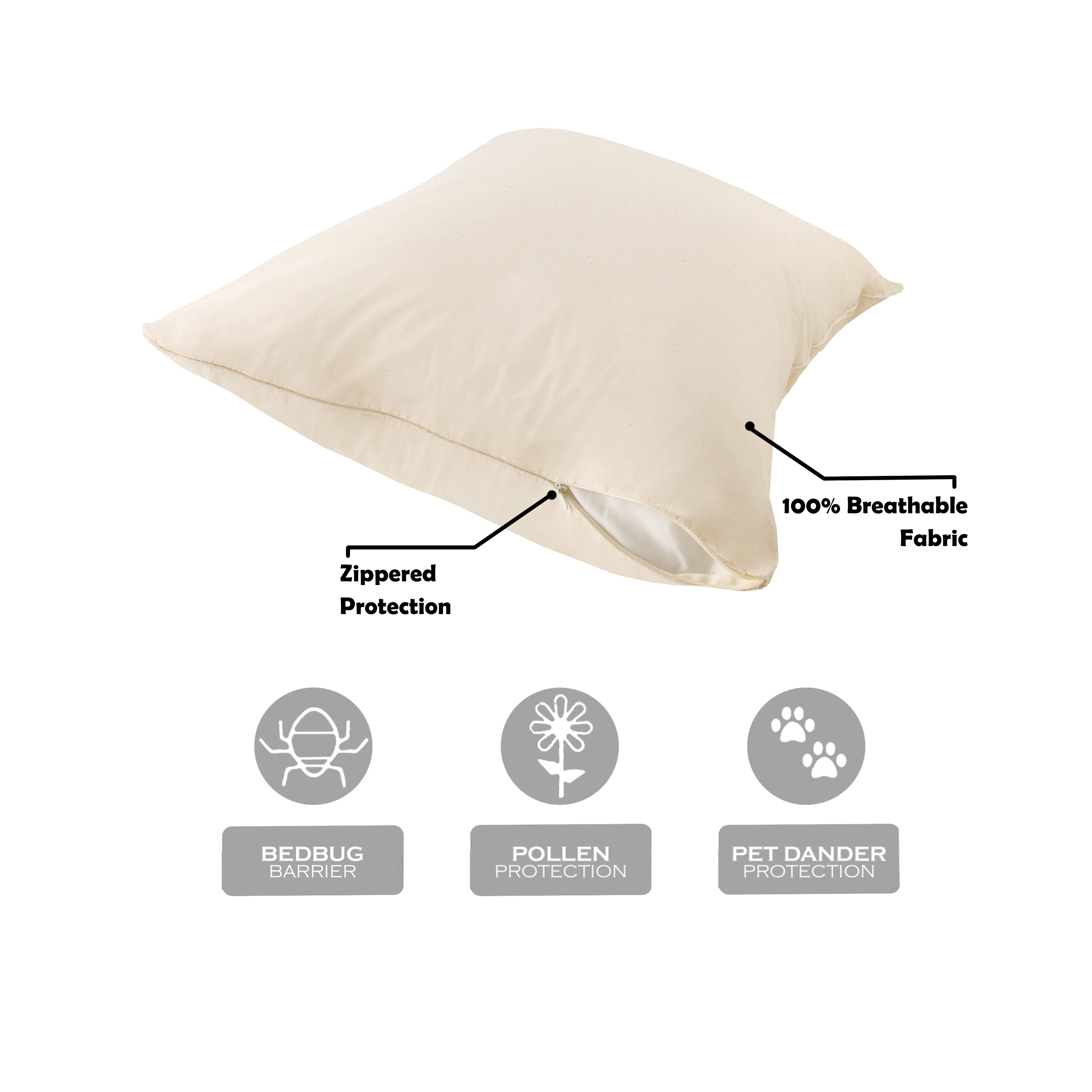 Allerease Organic Cotton Zippered Pillow Protector, Standard/Queen - image 3 of 7