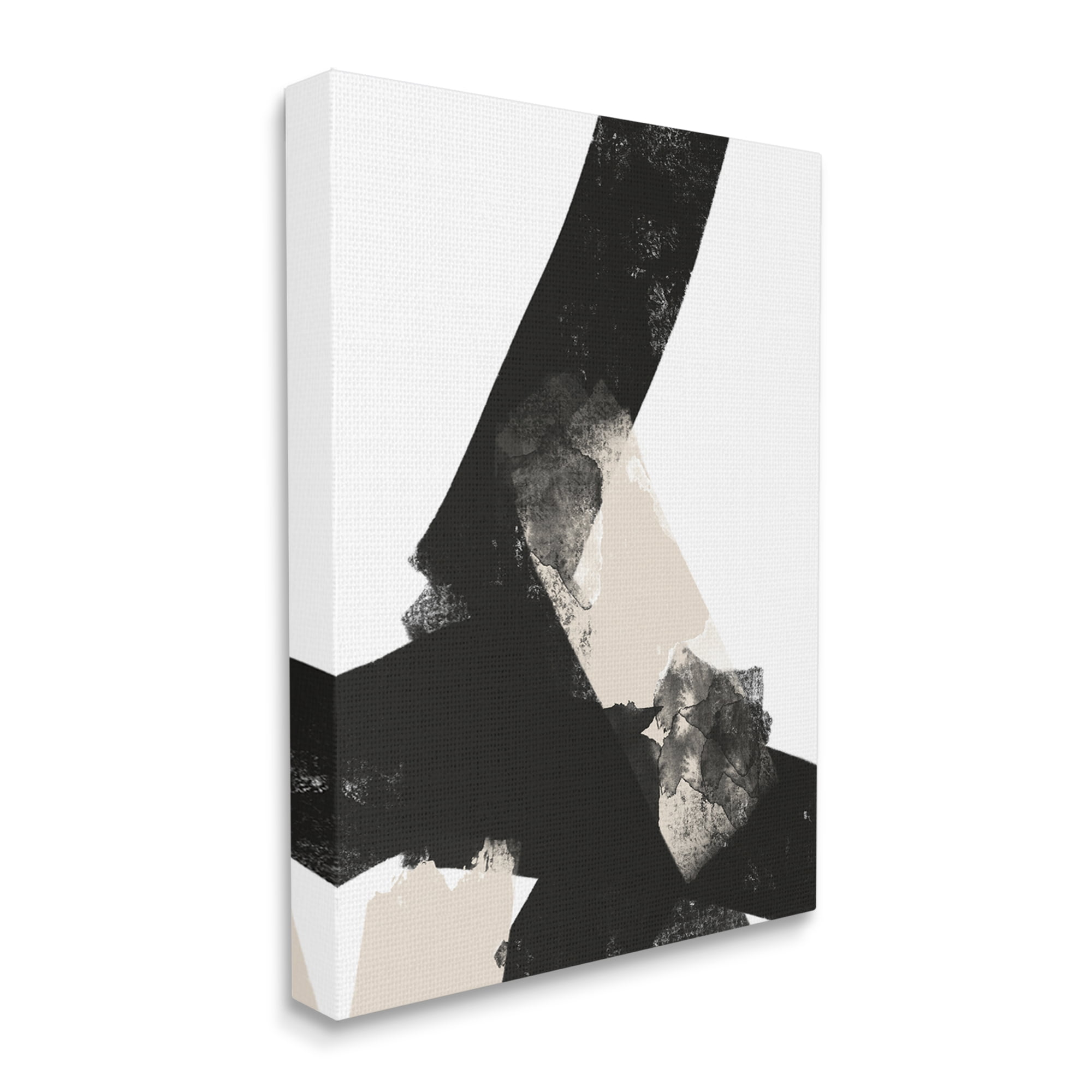 Stupell Industries Bold Black Shapes Curved Stripe Abstract Painting Graphic Art Gallery Wrapped Canvas Print Wall Art, Design by Brandon Wong