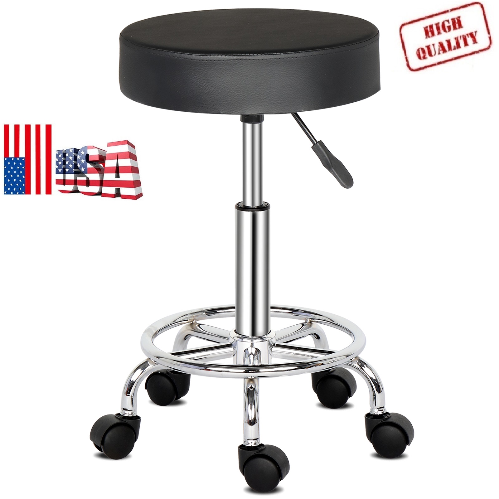 Goorabbit Adjustable Rolling Stools With Footrest,360 Degree Rotation
