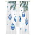 thumbnail image 7 of Blue Christmas Balls Sheer Curtains 96 Inch Length 2 Panels Set, Xmas Botanical Snowflake Voile Window Treatment Semi Sheer Long Curtains Drapes for Bedroom/Living Room/Kitchen 52"x96"x2, 7 of 7