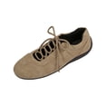 thumbnail image 2 of longantii Women's Suede Lace-Up Sneakers, Low-Top Casual Athletic Walking Shoes, Comfortable Fashion Flats for Daily Wear Khaki, 2 of 7