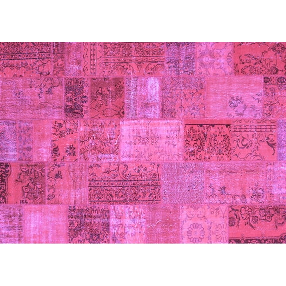 Ahgly Company Indoor Rectangle Patchwork Purple Transitional Area Rugs, 3' x 5'