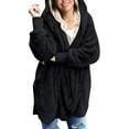 thumbnail image 3 of luvamia Women Casual Fuzzy Fleece Hooded Cardigan Pocket Faux Fur Outerwear Coat Size S-2XL, 3 of 5