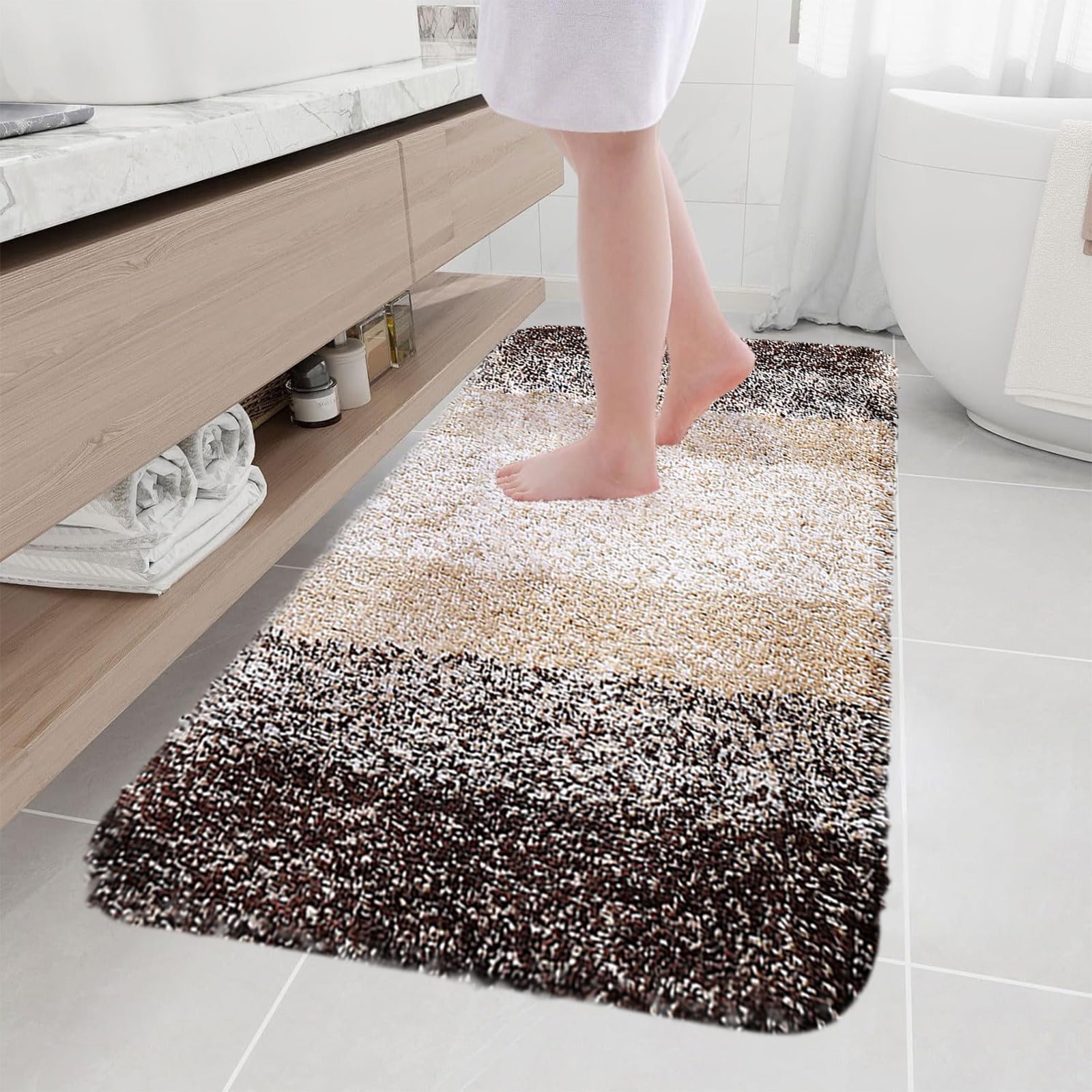 Under $5! InsCrazy Bathroom Rugs Bedroom Mat Flocking Carpet Plushes Rug Bathroom Absorbent Non-Slip Mats Kitchen Foot Mats Machine Wash Bathroom Rugs for Bedroom Bath Tub 20" x 30"