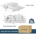 thumbnail image 5 of 93" King Pull Out Sofa Bed, Teddy Sleeper Sofa Couch, Modern Wide Armrest, 3 in 1 Convertible Futon Couches for Living Room, Small Space, Apartment, Office, Bedroom, Blue, 5 of 11