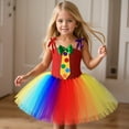 thumbnail image 2 of FYEGRE Elegant Kids Circus Clown Dress Tutu Skirt Performance Halloween Party Outfit For Girls Multicolour M, 2 of 8