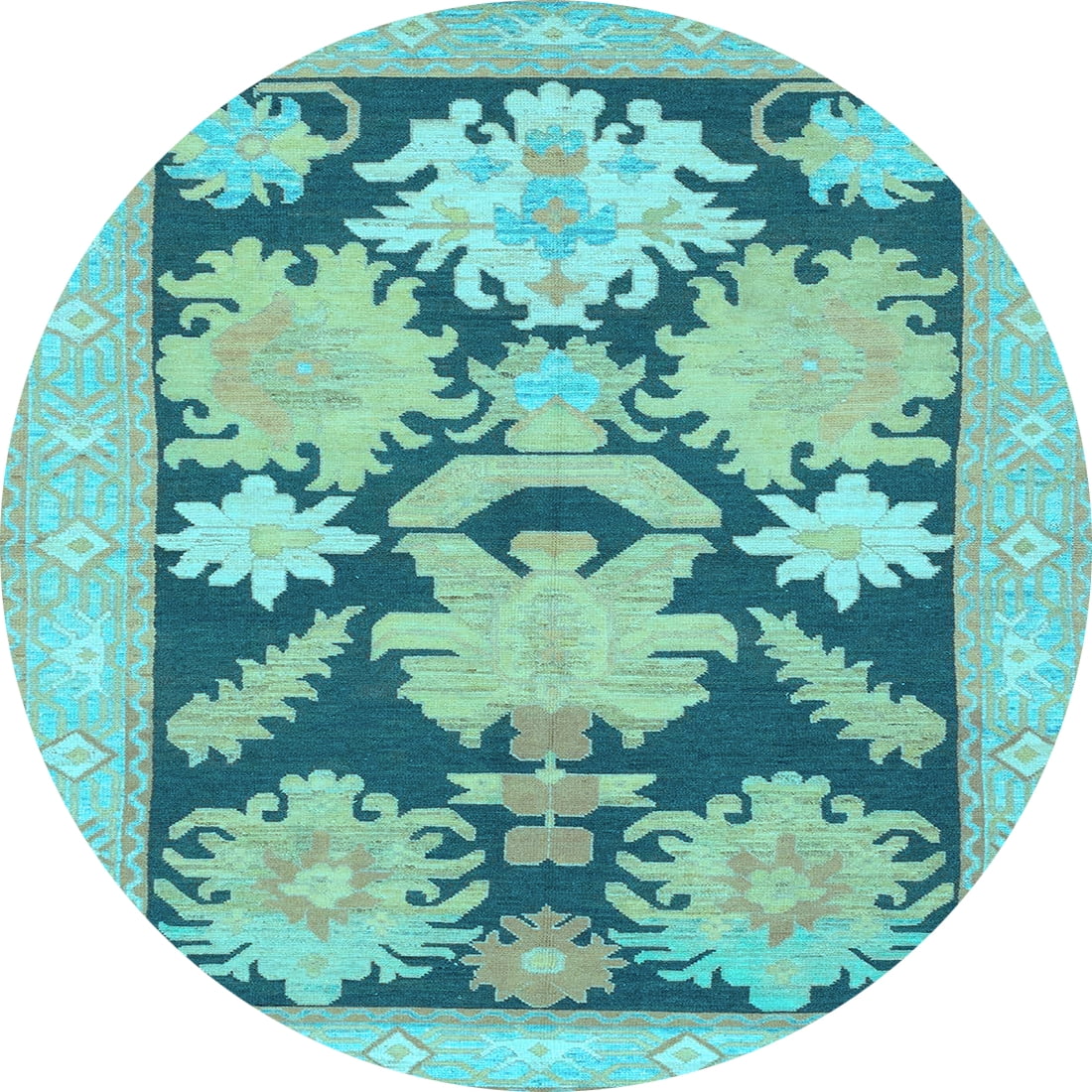 Ahgly Company Indoor Round Abstract Light Blue Modern Area Rugs, 7 ...