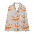 thumbnail image 5 of Leey-Word Matching Family Sleepwear Button Down Nightwear Sets 2 Pcs Pjs Long Sleeve Halloween Pajamas with pockets, 5 of 7