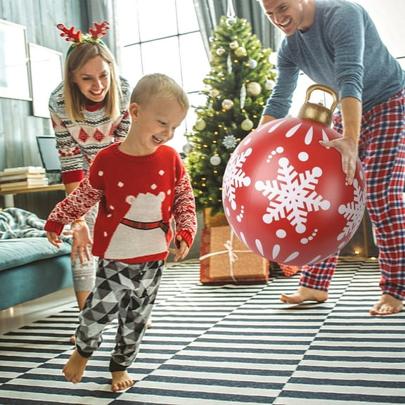 Christmas Decoration 22in Christmas Snowflake Red Inflatable Decoration Ball,Christmas Outdoor Decor for Garden Lawn Party