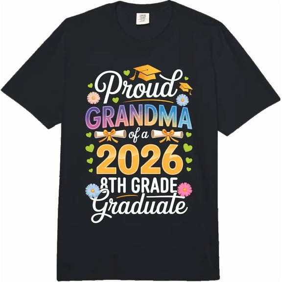 Women's Proud Grandma Class of 2026 8th Grade Graduate T-Shirt