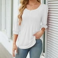 thumbnail image 4 of XFLWAM Women's 3/4 Length Sleeve Shirts Scoop Neck Pleated Front Flowy Sweatshirt Casual Fall Pullover Tees Tunic Tops XXL, 4 of 8