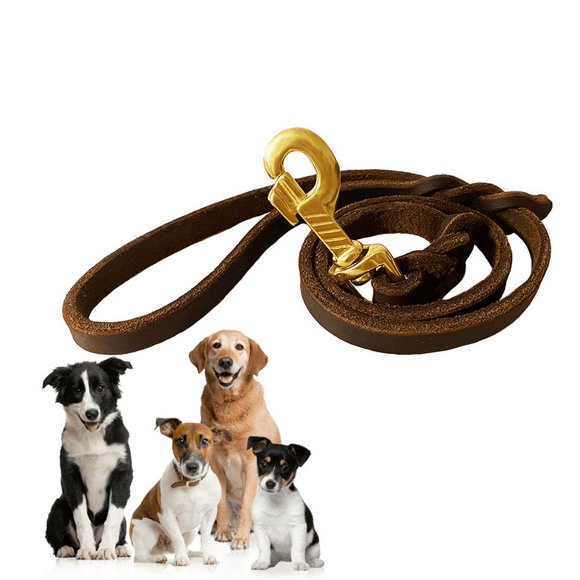 Laisse pour Chien de 4 Pi Laisse en Cuir Tressé de 1/2 Pouce, Laisse Courte en Cuir Faite à la Main Professionnelle