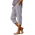 thumbnail image 2 of Asgosdo Women Capris Pants High Waisted Side Slit Striped Casual Basic Beach Vacation Pants with Pockets, 2 of 5