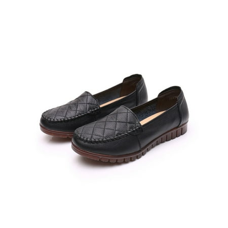 

Lacyhop Womens Casual Shoe Slip On Flats Classic Loafers Driving Breathable Boat Shoes Non-Slip Comfort Black 7