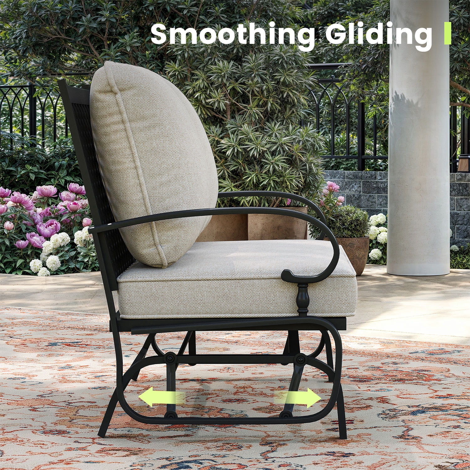 Vicllax 7-Seater Patio Conversation Set Metal Outdoor Furniture Set with Coffee Table, Beige