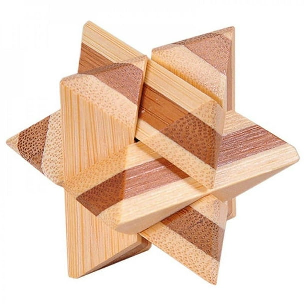 Iq Brain Teaser Wooden Interlocking Burr 3D Puzzles Game Toy Intellectual Educational For Adults