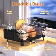 Dish Drying Rack, WLRETMCI Dish Drainer for Kitchen Counter, Large Dish Rack with Utensil Holder, Drainboard and Swivel Spout