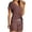 Brown1, variant on 2 Piece Shorts Set for Women Loungewear Lounge Sets Slit V-Neck T-Shirt with Drawstring Short Pant