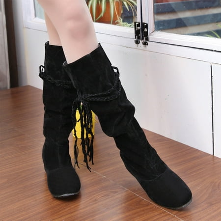 

TUTUnaumb Winter Hot Sale Clearance Women Fashion Over The Knee Boots Pointed Toe Warm Snow Boots for Party/Wedding/Leisure-Black
