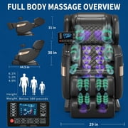 Massage Chair Full Body, Zero Gravity Massage Chair with 10 Fix Rollers, Heating, Foot Massage, Auto Modes, Bluetooth Speaker, Touch Screen Controller