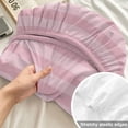 thumbnail image 4 of Cal.King Size Fitted Sheet Set - Pink Stripes 3 Piece Bedding Sets 16" Deep Pocket Fitted Sheet with 2 Pillowcases, Modern Vertical Lines Geometric Minimalist Brushed Microfiber Hotel Bed Sheets, 4 of 9