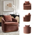 thumbnail image 5 of Tina's Home Modern Minimalist Chenille Fabric Swivel Accent Chair with Curved Backrest Rust, 5 of 6