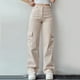thumbnail image 2 of Pantalones cargo para mujer: cintura alta, tres bolsillos, estilo informal, mezcla de lino, tallas S-XXXL., 2 of 7