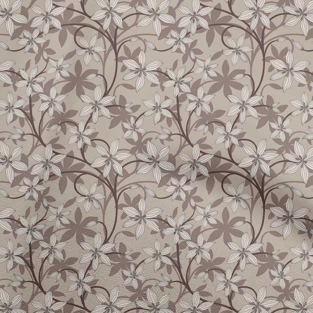 oneOone Polyester Spandex Brown Fabric Floral Retro Sewing Craft Projects Fabric Prints By Yard 56 Inch Wide