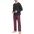 thumbnail image 7 of MoFiz Pjs Men's Pajama Sets Long Sleeve Top Checkered Pants Cozy Loungewear 2 Pieces, 7 of 7