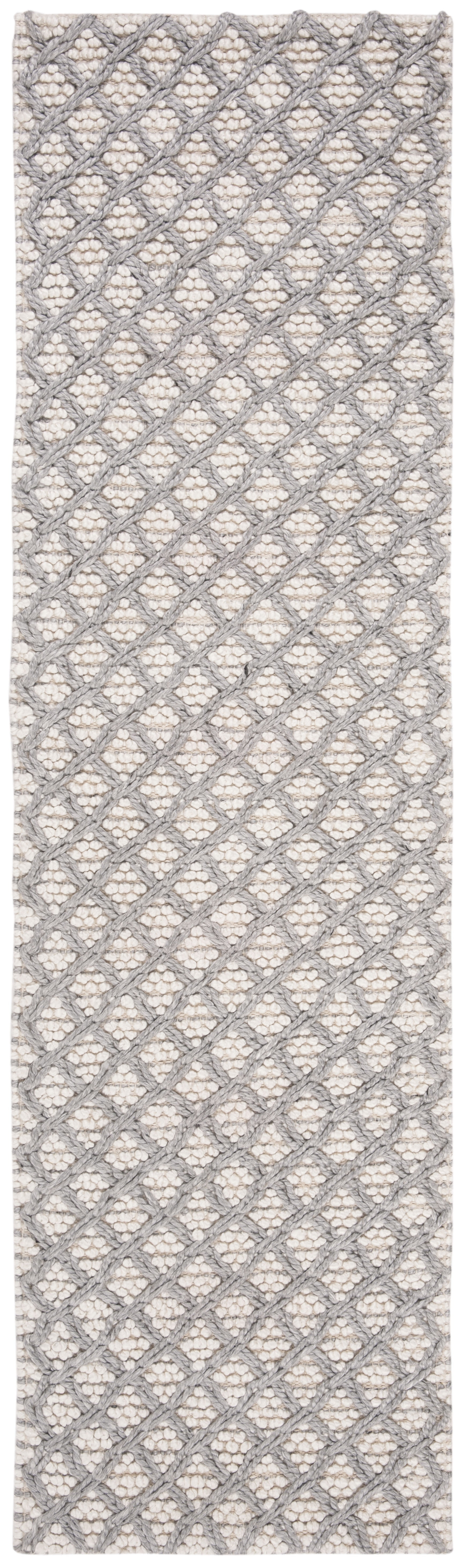SAFAVIEH Natura Zharko Geometric Braided Runner Rug, Silver/Ivory, 2'3" x 8'