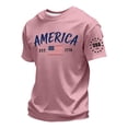 thumbnail image 4 of Kopltyrfg American Flag Shirts Men 4th of July Patriotic Shirt USA Star Stripes Graphic Tees Independence Day Short Sleeve Tops Pink M, 4 of 5