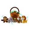 Plush Jungle Animals with Jungle House Carrier for Kids- 5pc- Talking Animal Interactive Toy Set- Stuffed Monkey, Lion, Tiger & Elephant