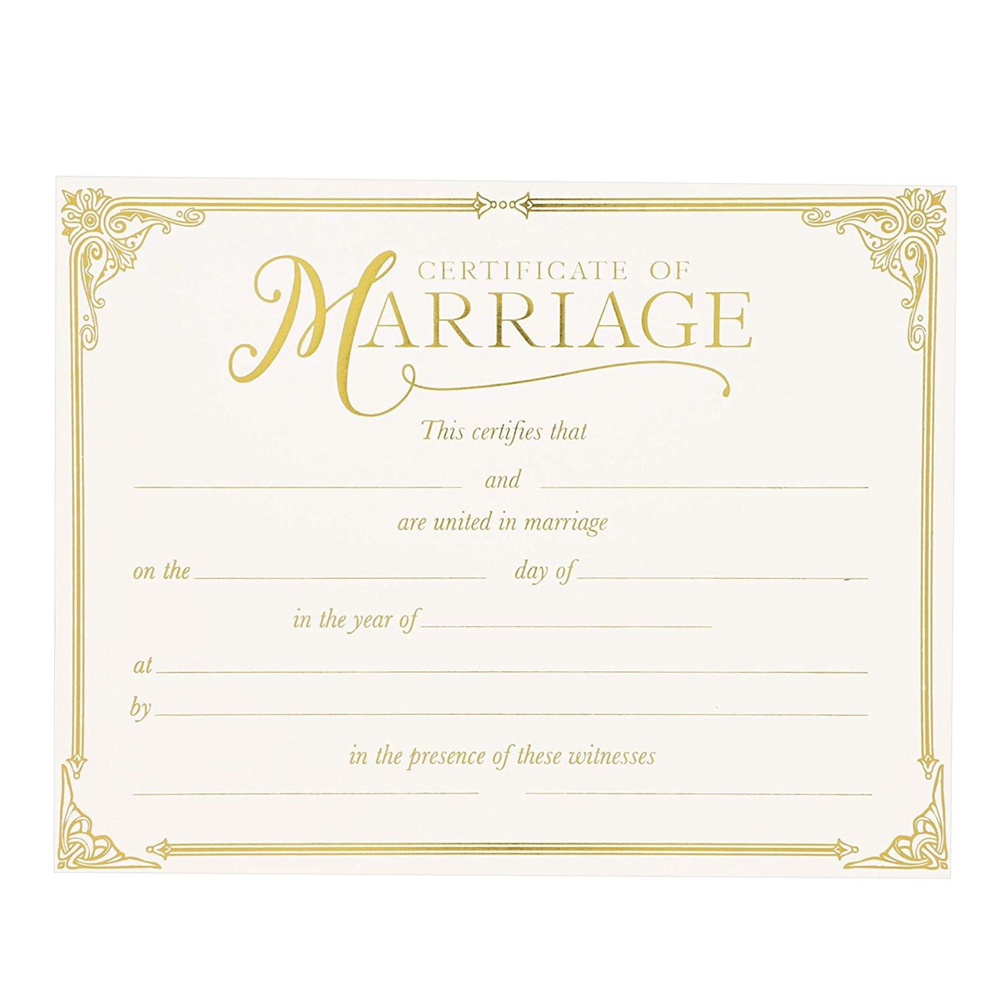48 Pack 11 x 8.5 in Elegant Marriage Certificate Keepsake Blank with Goil Foil for Wedding
