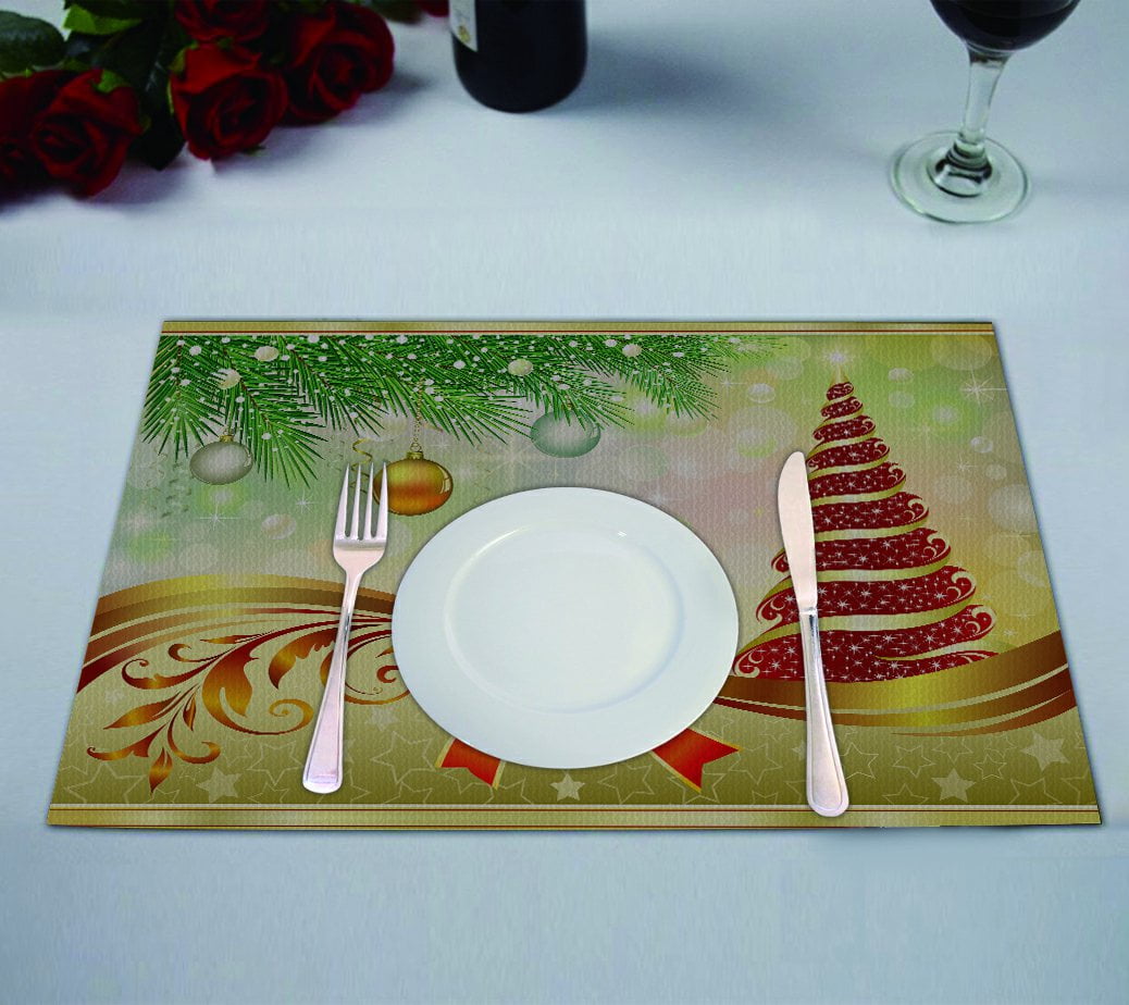 GCKG Festival Placemat, Winter Holiday Merry Christmas Placemat 12x18