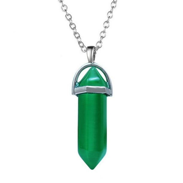 Minnieouse Hexágono Columna Encanto Mujeres Colgantes Colgantes Amuletos de cristal puntiagudos para DIY Cadena Llaveros Decoraciones Verde Type3 NO3 Minnieouse AP011248-09B