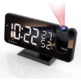 thumbnail image 1 of Projector Alarm Clock with Radio, Digital Clock, USB Alarm Clock Radio with Dual Alarm and 7 LED Mirror Screen, Snooze, 4 Brightness Levels, 12/24h, 1, 1 of 5