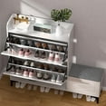 thumbnail image 5 of Shoe Cabinet Storage for Entryway with Bench & Hidden Storage, Shoe Organizer with Ergonomic Opening, Curved Design, with Three Adjustable Heights, Shoe Storage Cabinet for Hallway, White, 5 of 13