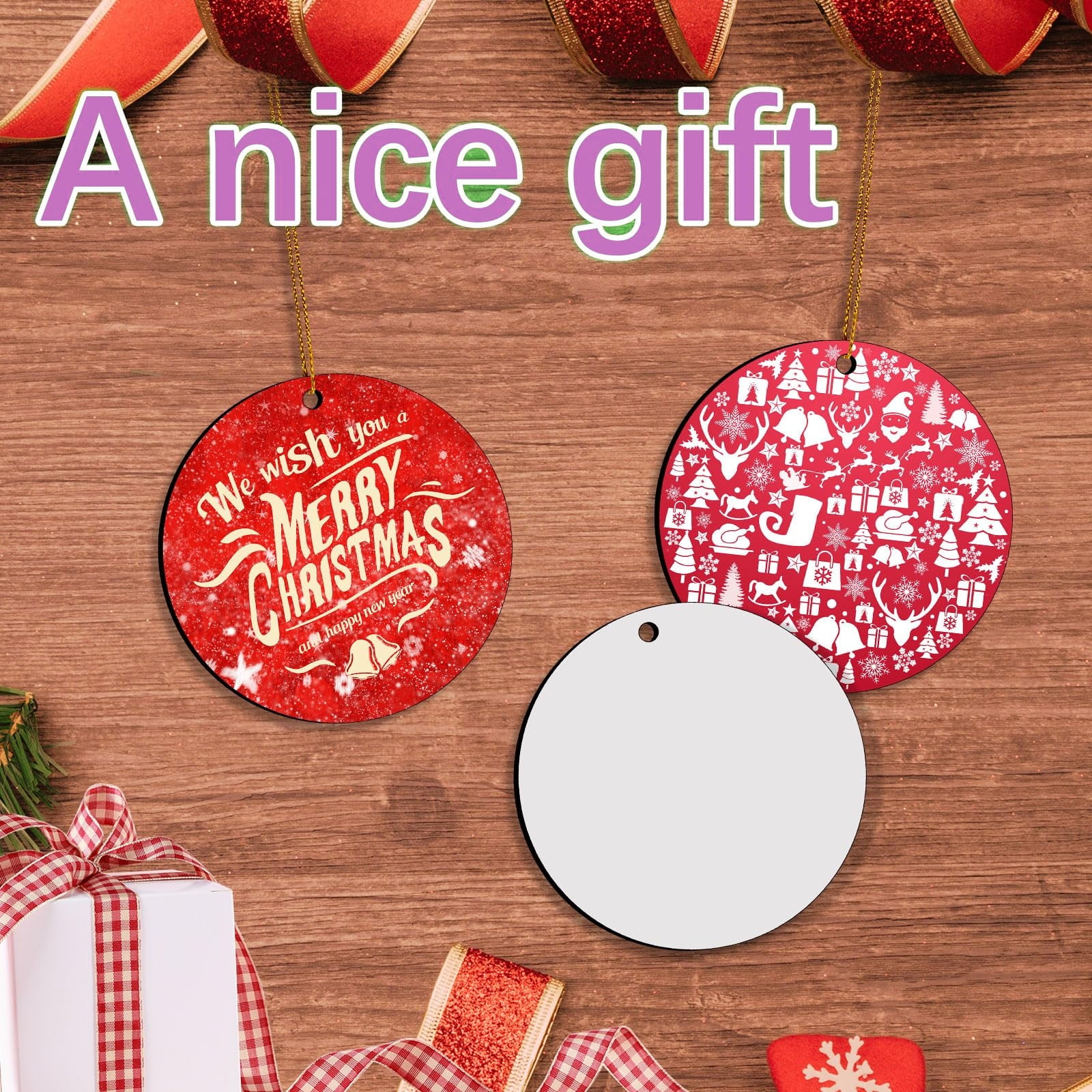 40Pcs Sublimation Ornament Blanks, 2.75inch Sublimation Blanks Bulk, DIY Sublimation Blanks for Christmas Tree Décor