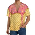 thumbnail image 3 of Sigee Pink Ice Cream Print Men's Shirts Casual Button Down Short Sleeve Summer Beach Shirt Hawaiian Vacation Shirts Tee Shirt-X-Large, 3 of 7