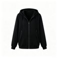 thumbnail image 4 of JIAYUE Women Plain Hooded Sweatshirt Jacket Soft Full Zipper Elastic Ribbed Cuffs And Hem Daily Hoodies Coat For Weekend Workout And Trips, 4 of 4