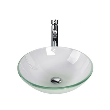 Aquaterior Tempered Glass Vessel Sink – Round Artistic Vanity Bowl, Gradient Color, Scratch-Resistant & Easy To Clean – Modern Bathroom Spa Style