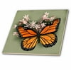 3dRose Monarch Butterfly and Pink Milkweed - Ceramic Tile, 4-inch