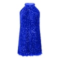 thumbnail image 6 of Levmjia Women Sequin Mini Dress Hanging Neck Sleeveless Solid Color Off Shoulder Casual Party Cocktail With Night Out Club Vacation Daily Wear, 6 of 7