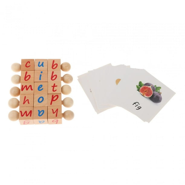 Bloques de lectura de madera, juguetes Montessori, tarjetas Flash giratorias, letras a juego, juguete, palabras vistas, juegos de ortografía para