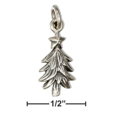 Sterling Silver Three Stars - Sterling Silver Christmas Tree Charm with Star