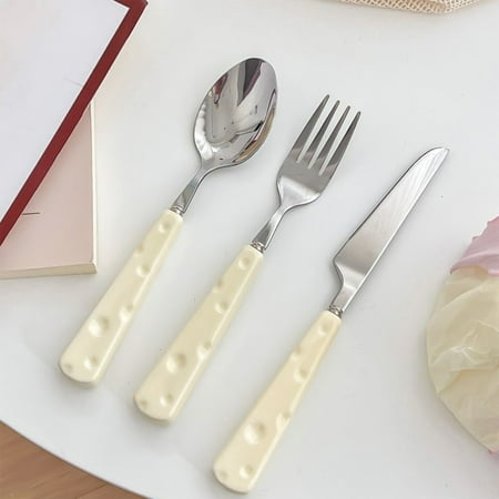 

Portable Stainless Steel Steak Knife Fork & Spoon Set Compact Design Durable Material Western Tableware for Travel/office Elegantly Designed Multi-Purpose Cutlery Home Dining under 10