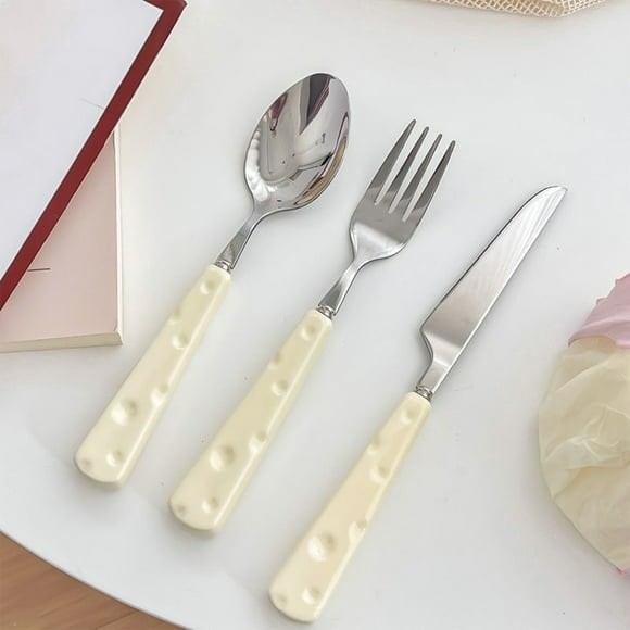 TIMIFIS Household Air Blower Cute Cheese Home Portable Stainless Steel Steak Knife and Fork Western Tableware Dessert Spoon Apartment Essentials